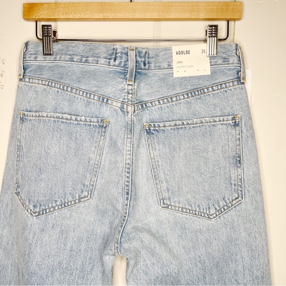 NWT REVOLVE AGOLDE Jamie High Rise Classic Shakedown Distressed Light Wash Jeans - Picture 9 of 10